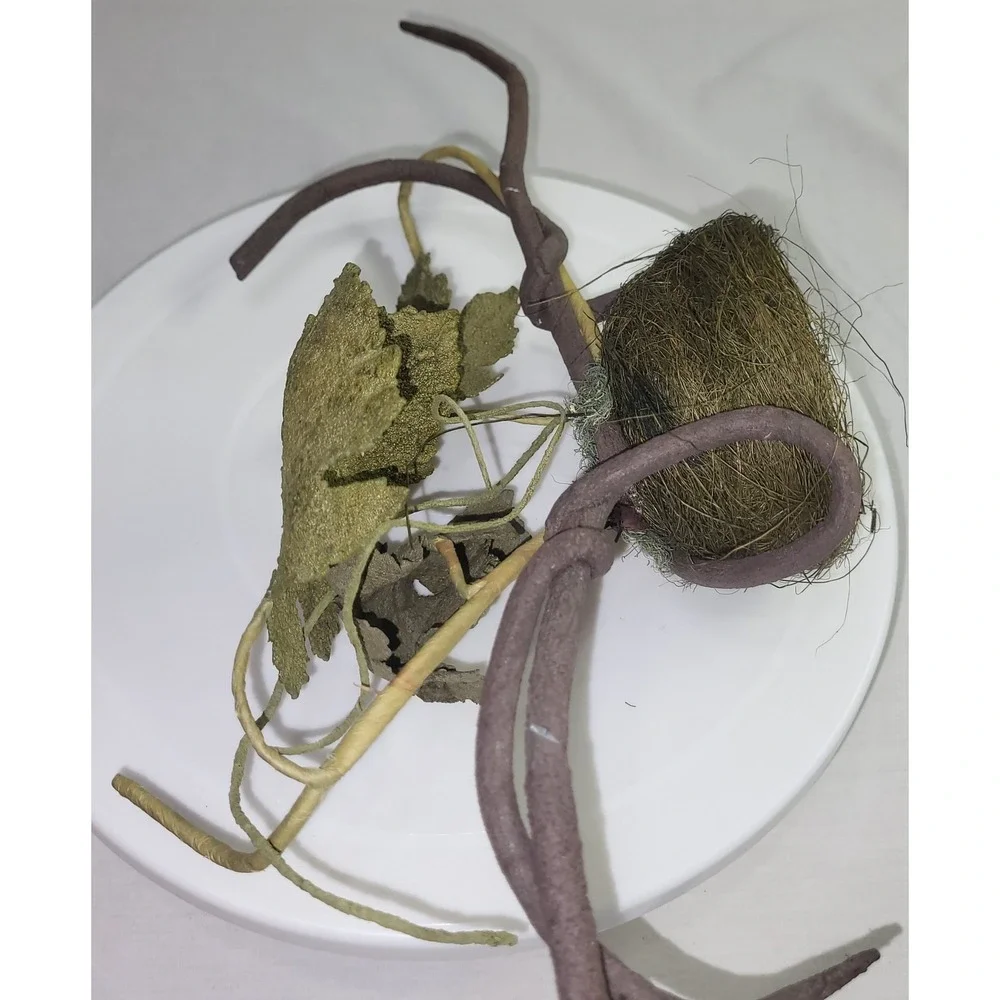 Artificial Bird Nest Decorative Branch Arrangement Green Rustic Woodland Decor